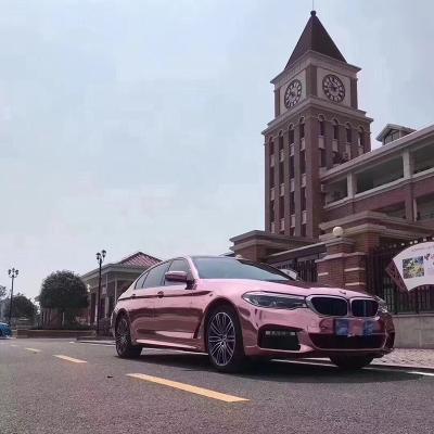 China Self Healing Rose Gold Chrome Vinyl Car Wrap Air Release Waterproof for sale