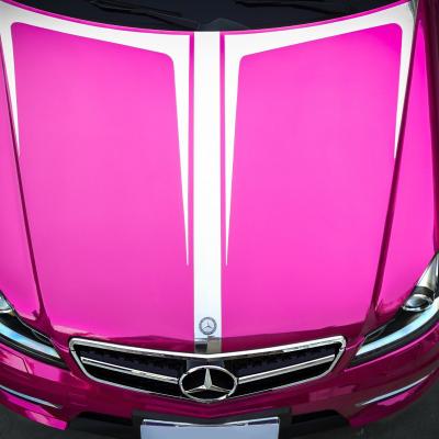 China Air Release Glossy Mirror Chrome Vinyl Wrap Slidable Rose Red Car Wrap Film for sale