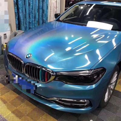 China 1.27m Slidable Laser Blue Glitter Vinyl Wrap Air Release high gloss car wrap for sale