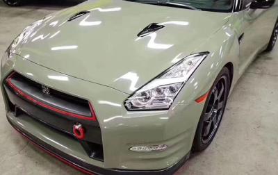 China Slidable Ultra Gloss Khaki Green Vinyl Wrap Automotive Vinyl Wrap 60µM for sale