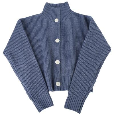 China Fashionable QUICK DRY women's woven buttons spring anti-pilling boutique cardigan turtle neck sweater women for sale