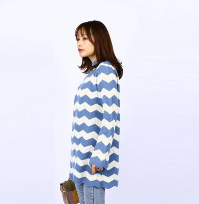 China Professional Manufacture Cheap Anti-wrinkle Flared Long Sleeve Wave Pattern Women's Winter Sweater Tops for sale