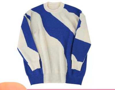 China Stylish striped trendy oversized casual anti-pilling knit sweater with color clash for men for sale