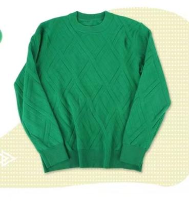 China Autumn new style men's anti-pilling thick soft green sweater with round neck oversized o-neck pullover sweater for sale