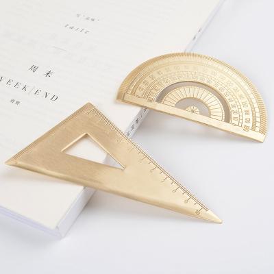 China Promotional Brass Carpentry Metal Gold Angle Ruler Triangle Ruler for sale