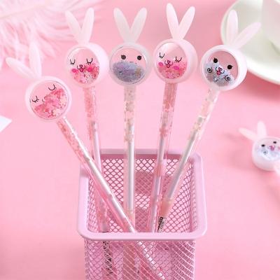 China Creative normal cartoon rabbit ears glitter student kawaii gel pen for Christmas gift kids for sale