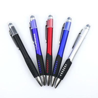 China Promotional Pen OEM Led Gift Soft Touch Screen Pen Custom Laser Logo Stylus Promotion Light Ballpoint Pen for sale