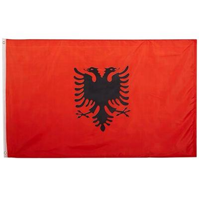 China Hotel And Resort Red Nylon 210D Embroidery Waterproof Albania Country Flag for sale