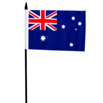 China FLYING High Quality Polyester 14*21CM Australia Hand Flag With 30cm Plastic Pole for sale