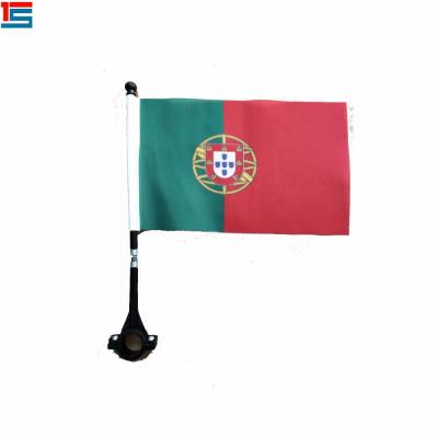 China Image of Resort Hotel and Portugal country flag with plastic pole moving shaking bike flag for sale