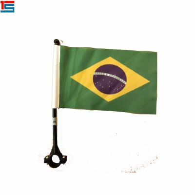 China Hotel and Resort Brazil Country Flag Image World Cup Festival Polyester Printed Cheering Bicycle Flag New for sale