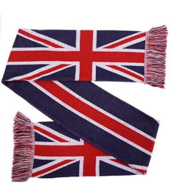 China High Quality Custom Acrylic Print 100% England Football Fan Knitted Scarf for sale