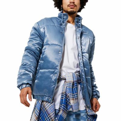 China Wholesale OEM Service Custom Waterproof Classic Silver Color Polyester Material Down Jacket For Men for sale