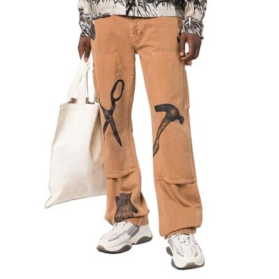 China OEM QUICK DRY custom jumpsuit printing classic jeans-five pocket jeans floor color pants for men for sale