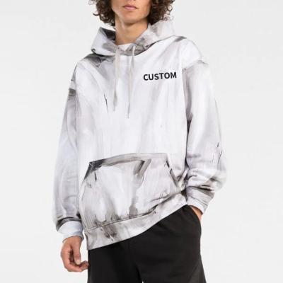 China Custom Pain Effect Print 100%cotton Anti-wrinkle OEM logo oversized pullover hoodie with drawstring for sale