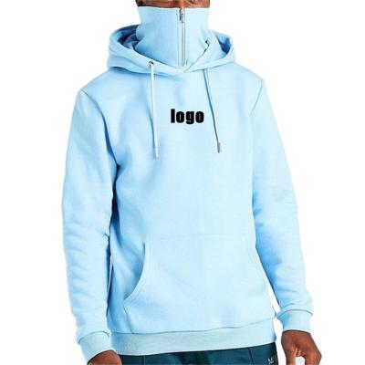 China Anti-wrinkle OEM custom cotton 100% cotton print logo high collar simple basic hoodie with kangaroo pocket for sale