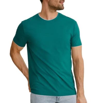 China Anti-wrinkle OEM Custom Green Breathable Spring And Summer Loose And Comfortable Mens Cotton T-shirt for sale