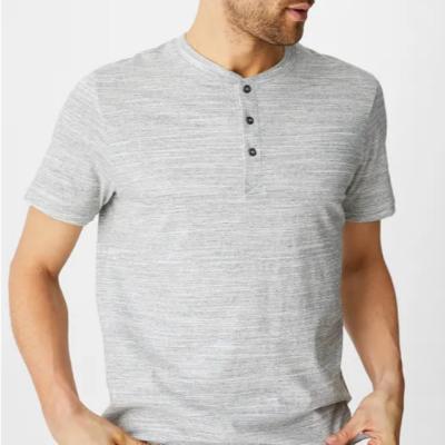 China Custom Made Button Gray Casual Simple Comfortable Cotton Anti-Wrinkle OEM Summer Men's T-shirt for sale