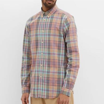 China Wholesale OEM Custom Summer Anti-Wrinkle Casual Long Sleeve Screened Oversized Flannel Plaid Shirt For Men for sale