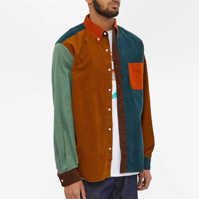 China Custom OEM Anti-Wrinkle Color Block Casual Long Sleeve Oversized 100% Cotton Flannel Shirt For Men for sale