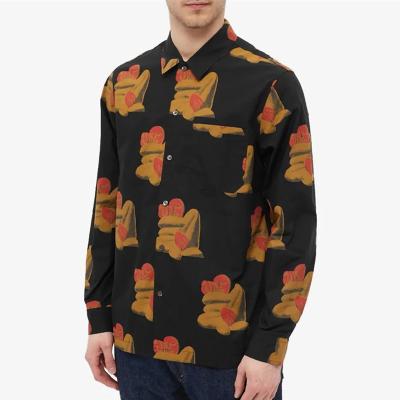 China OEM wholesale custom made high quality vintage casual fashion Anti-wrinkle long sleeve all over print shirt for men for sale