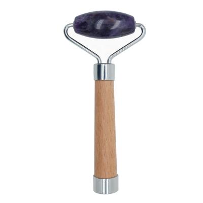 China Face Lift Jade Face Massage Jade Roller Natural Wooden Amethyst Jade Rollers for sale