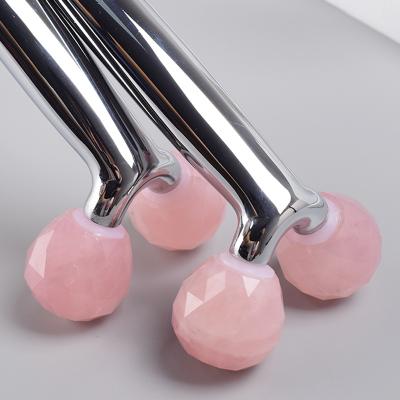 China Face rose jade 3d massage microcurrent mini V-shaped lifting roller for jade face for sale