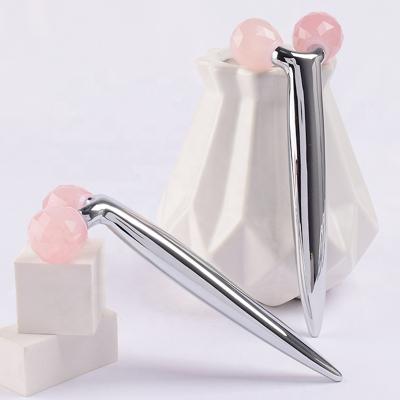 China 3d microcurrent face anti aging face lifting rose quartz face and body massage roller for sale