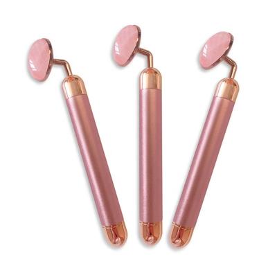 China Anti-puffiness gemstone energy beauty bar rose quartz massager facial vibration jade sonic beauty bar for sale