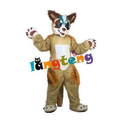 China INSTOCK Furry Fox Wolf Husky Dog Fursuit Mascot Costume Longhaird Brown from 1021 Holiday for sale