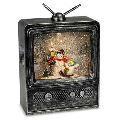 China Plastic New Product Listing Decorative Brown Christmas Music Vintage TV Interior Christmas Decorations for sale