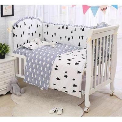 China Sustainable Anti-gem Baby Grade Fabric Crib Baby Bedding Set With Crib Bumper for sale