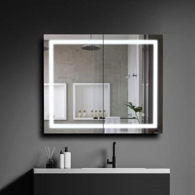 China Defogger Factory Direct US CURRENT Bathroom Led Mirror Cabinet Wall Mounted Double Door LED Medicine Cabinet for sale