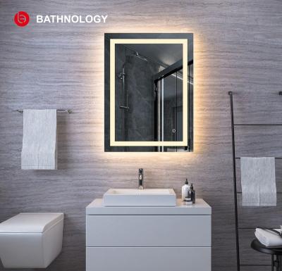 China Amazon Top Sales Rectangle Lighted Mirror With Light Anti-fog Device Touch Switch Waterproof Led Bathroom Led Mirror for sale