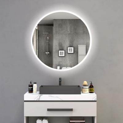 China Luminous manufacturer Round Nordic Moon led light up standing fitness bathroom smart led mirror with led light for sale