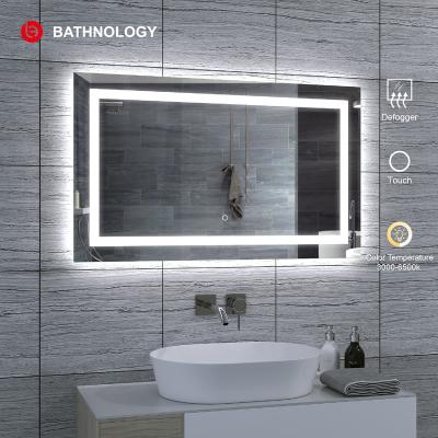 China Amazon Hot Selling LED Bath Wall Mirror Smart Touch Sensor Mirror Illuminated Bathroom LED Fog Mirror for sale