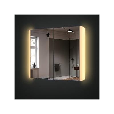 China Enlarging Uniquely Designed Hotel Bathroom Mirror Led Wall Mounted Mirror Double Door Mirror Cabinet for sale