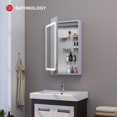 China Modern Factory Customized Smart Magnifying Mirror Function Anti-fog Bathroom Led Medicine Mirror Cabinet for sale