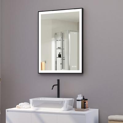 China Modern Style Lighted Rectangular Framed Led Mirror Bathroom Customized Smart LED Backlit Demister Mirror for sale