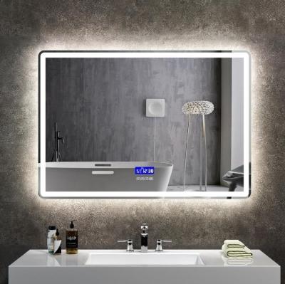 China Illuminated Design LED Wall Bathroom Vanity Demister Rectangle Smart Large Customized Mirror for sale