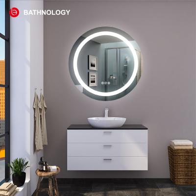 China Luminous Straight Round Mirror Led Bright Bathroom Smart Touch Screen Magnifying Modern Smart Mirror for sale