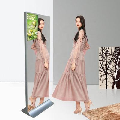 China Android 4k Indoor Magic Mirror Led Advertising Player Floor Stand Digital Signage With Camera for sale