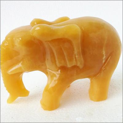 China Wholesale Natural Africa Yellow Jade Elephant Carving Animal Craft for sale