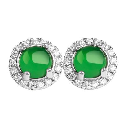 China CLASSIC Silver Inlaid Ladies Earrings Natural Jadeite S925 Earrings Fashion Jewelry for sale