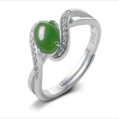 China Jade Silver Ring Ethnic Feminine Style Cute s925 Sterling Silver Ring for sale