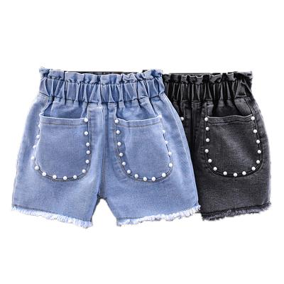 China 2021 Breathable High Quality Fashion Kid Baby Jeans Shorts With Pearl For Girls for sale