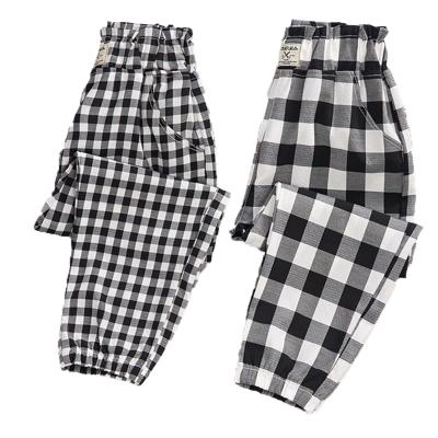 China Korean version of children's girls breathable loose plaid pants women's baby casual pants spring and Autumn Summer for sale