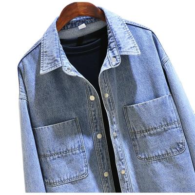 China Best Quality Blue Denim Jean Jacket In Bulk Customized Jean Denim Jacket 2021 Newest Vintage Breathable Long Style Denim Jacket Women for sale