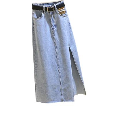 China Anti-Static Fadshion Wholesale Ladies Denim Skirts Women's Long Denim Single Skirt and Top Set/Women's Long Denim Jean Skirts for sale