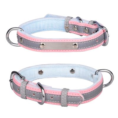 China 2022 JEWELED New Thoughtful Multifunctional Microfiber Cloth Dog Collar Pet Collar Leash Set Engravable Plus Fleece Dog Collar for sale